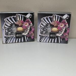 2 Candy Dishes Mikasa Glass Leaf Diamond Fire in original box